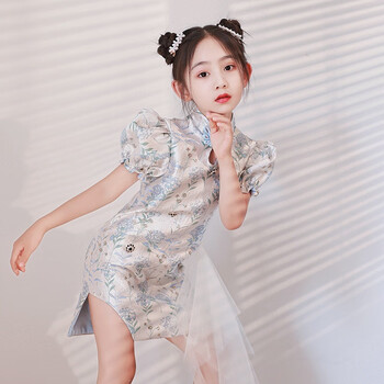 童米纯薄款女童旗袍国潮风2023新款儿童走秀模特t台潮流装演出唐装