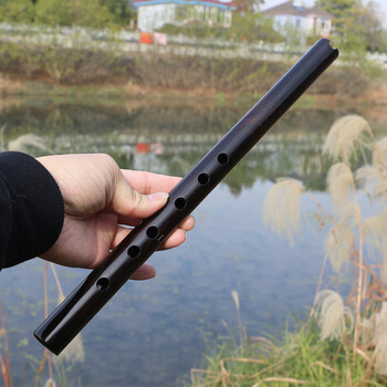 实木短箫6孔洞箫古风乐器初学小叶紫檀木萧cd调老鹰之歌 黑檀木洞箫c