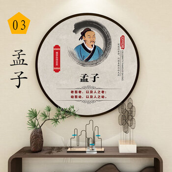 孔子孟子老子庄子朱熹荀子像画像学校教室幼儿园挂画国学堂装饰画 03