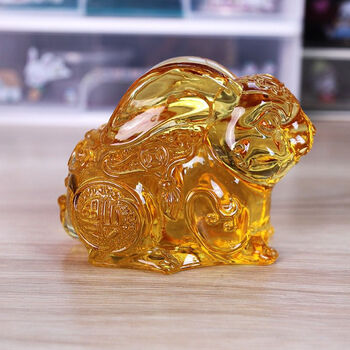 琉璃小兔子 大小号黄水晶兔子摆件十二生肖生日礼物琉璃家居客厅装饰
