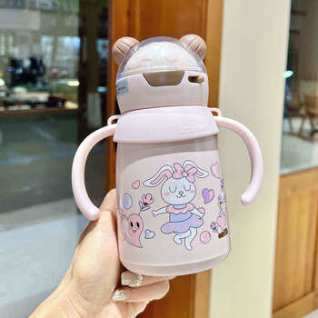 特百惠卡通婴儿水杯学饮杯子儿童吸管保温杯幼儿园宝宝喝水杯子防呛