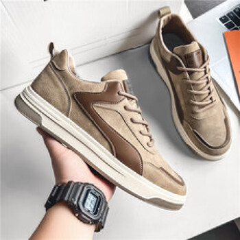 娂奾男鞋男士休闲鞋春季新款运动鞋板鞋男潮百搭青少卡其39