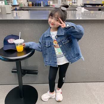 gduckkidsgowithduck女童牛仔外套春秋童装衣儿童春季衣服小女孩春款