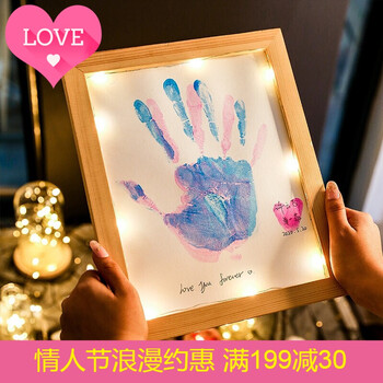 情侣彩色手印相框七夕情人节礼物diy手工制作礼物送女友生日礼物女生送女朋友闺蜜情人节礼物纪念男朋友原木色 精美礼袋 图片价格品牌报价 京东