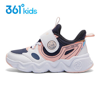 361女童运动鞋粘扣新品2024冬季小童休闲鞋防滑皮革童鞋光普蓝色361度