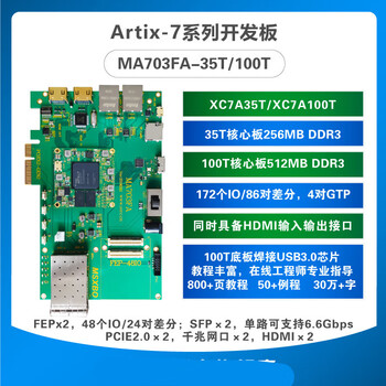 米联客70ft 100t in fg 7开发板cie光通信以太网 70ft裸板 普票 ma703
