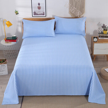 山东正宗棉老粗布床单棉加厚单人双人夏季防滑被单炕单 细条蓝色 床单