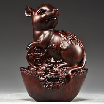 仙莱阁木雕十二生肖摆件一套实木质鼠牛虎兔龙蛇马羊猴鸡狗猪工艺品