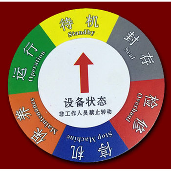 机器设备状态标识牌旋转设备状态牌数控铭牌维修机械提示牌磁吸式设备