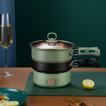 优凡优品 便携式折叠电煮锅小电锅分体锅 煎煮锅220v/110v 抹茶绿304