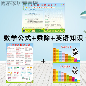 小學數學公式大全掛圖牆貼一到六年級圖形計算長度面積單位換算表歐琪