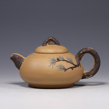 趯黙茶具宜兴紫砂壶松针黄龙山原矿紫砂一厂老艺人壶段泥壶紫泥壶手工