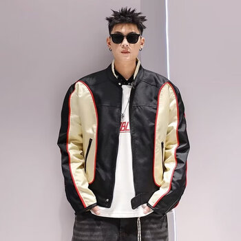 拓普尼tuopuni秋季新款国潮牌痞帅潮男个性拼接酷炫炸街时尚潮流社会