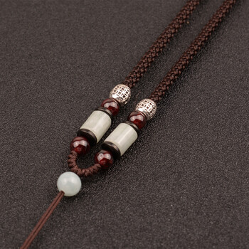 玉石翡翠貔貅吊坠挂绳手工编织红项链绳子玉坠玉佩金挂坠绳男女咖啡色