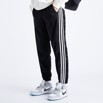 支持国货寜cba侧边排扣裤高街直筒阔腿扣裤开运动侧开纽扣裤春秋冬大