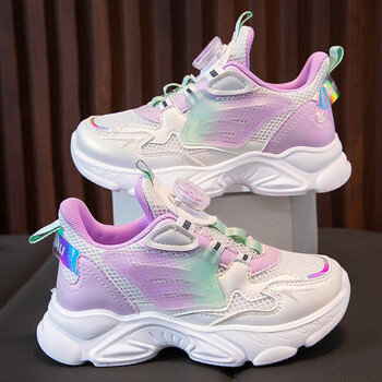 官方361鸿星尔克尅女童鞋子夏季网面透气网鞋儿童运动安踏踏紫色30码