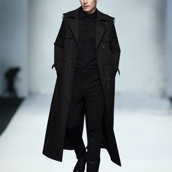 yueken春春秋季风衣男加长款过膝到小腿加厚胖子加大码大衣外套潮nn