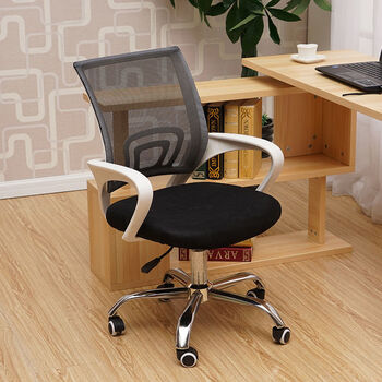 办公椅 职员网椅转椅电脑桌椅家用电脑椅子定制 白扶手黑色 尼龙脚