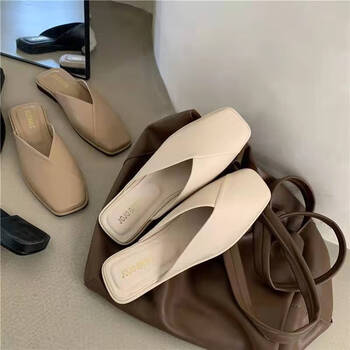 北岑夏天脱鞋拖人字拖女夏外穿包头半拖鞋女2021年新款夏季外穿方头凉