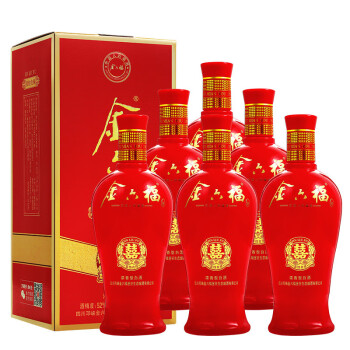 金六福 喜结良缘 52度500ml*6瓶 整箱装 高度白酒（产品升级 纯粮酿造）