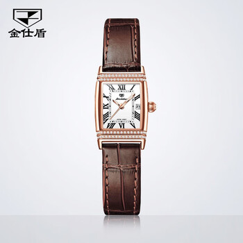 顺丰空运情人节礼物金仕盾女士手表复古优雅简约时尚轻奢镶钻夜光皮带