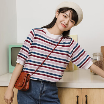 t恤>红书依店>红书依店夏季高中学生中袖上衣女青少年初中女生短袖