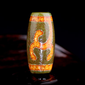 喜上佳西藏天然玛瑙老料然乌九眼天珠超顶项链吊坠锁骨链6号绿度母