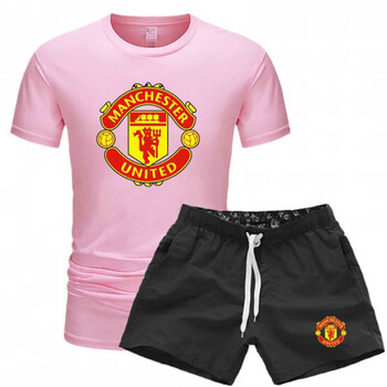 短袖足球训练运动服套装男士比赛服短裤比赛训练服短袖t恤球衣粉色s