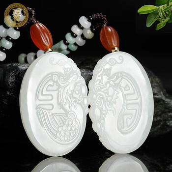 珪宝和田玉龙凤情侣吊坠一对男女款玉佩玉坠挂件玉石玉器项链