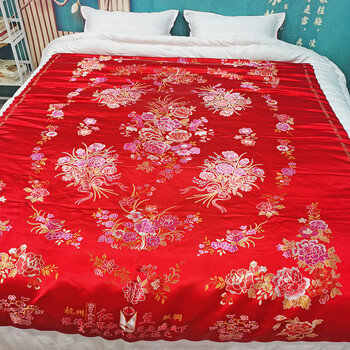 杭州绸缎被套含棉被芯老式包边被子结婚手工棉花传统丝绸喜被复古棉絮