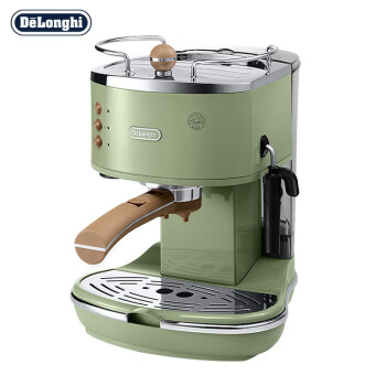 德龙（Delonghi）咖啡机 半自动咖啡机 意式浓缩 家用  复古泵压式不锈钢锅炉 ECO310.