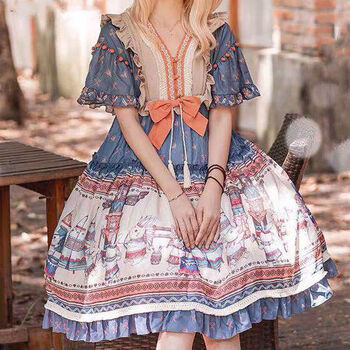 隽赫全款发箍洛丽塔裙子印第安兔原创夏lolitaop田园风lo裙图片色小