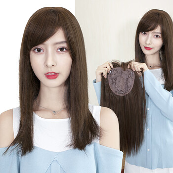 蔓茵头顶补发片假发女斜刘海假发片头顶假发片补发片仿真发隐形无痕遮