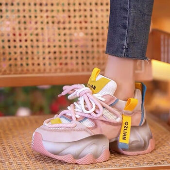 金欧达老爹鞋女时尚拼色超火老爹鞋女潮夏季新款爆款透气网面网红运动