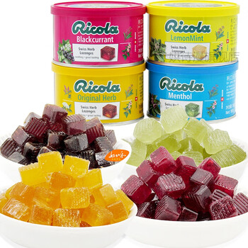 瑞士进口利口乐香草润喉糖100g6柠檬味原味薄荷硬糖ricola瑞士糖100g