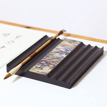 赋比兴国家非遗镶嵌螺钿毛笔笔床精品漆器实木笔搁文创产品笔架文房