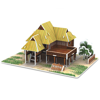 古建筑diy小屋房子 纸质拼装模型儿童手工制作 傣族竹楼