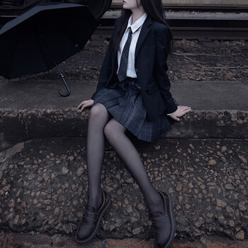 amberheey纯欲黑丝jk制服夏裙正套装全套甜美格裙学院风半身裙学姐