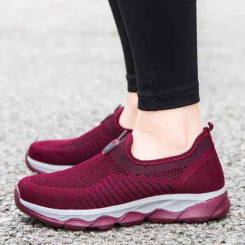 足力健健康老人鞋女妈妈鞋夏季飞织网鞋舒适防滑中老年鞋轻便健步鞋