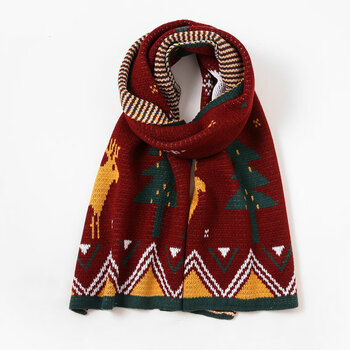 仓梵秋冬季针织圣诞节保暖围巾日韩百搭男女情侣圣诞节礼物围巾围脖