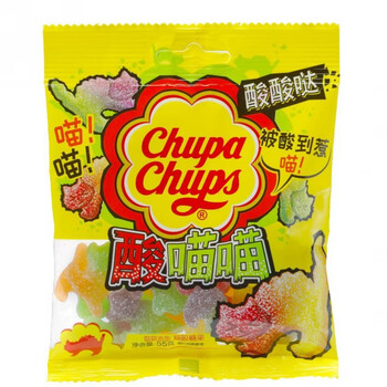 珍宝珠酸喵喵55g袋水果味猫猫造型q萌啫喱糖果儿零售小吃 酸喵喵*8