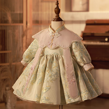 gduckkids中式女童周岁宴礼服女宝宝国风婴儿抓周唐装高端婚礼公主裙