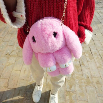 包包女斜跨单肩女孩兔子包儿童学生公主韩版百搭可爱礼物定制 粉红色