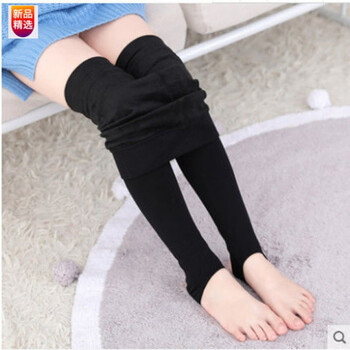 儿童连裤袜肤色加绒小女孩舞蹈袜儿童薄绒黑色踩脚l建议身高120140cm