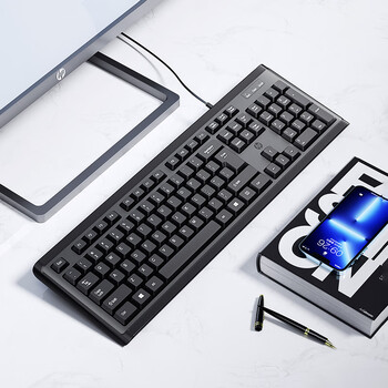 键盘鼠标键鼠套装有线人体工学台式电脑商务静音办公通用薄膜黑色104