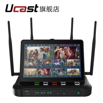 Ucast R8 4G多网聚合导播直播一体机直播编码器4路远程无线图传拉流低延时点对点视频回传设备