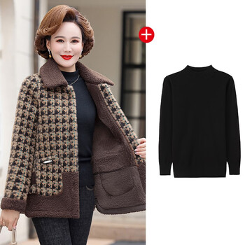 海梵鲸轻奢品牌妈妈冬装外套加绒加厚中年妇女时尚水上衣中老年女装