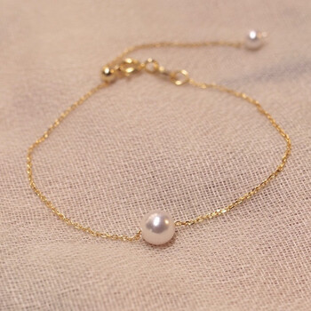 bcbp世奇18金银一颗气质路路通强光珍珠手链闺蜜妈妈礼 一颗珍珠路路 