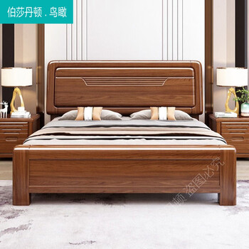 金丝檀木床金丝檀木床实木床双人床18米现代简约主卧15高箱储物床金丝