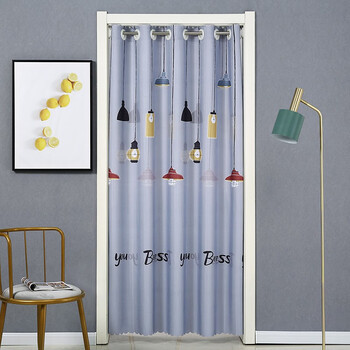 方格万家灯火灰 窗帘配杆 200厘米  门宽90厘米 按门口拍